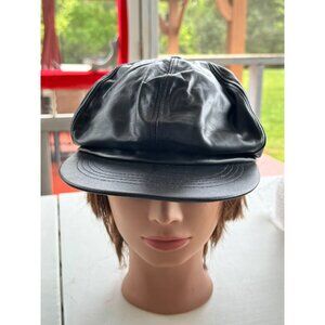 Vintage 8 Panel 100% Leather Newsboy Hat